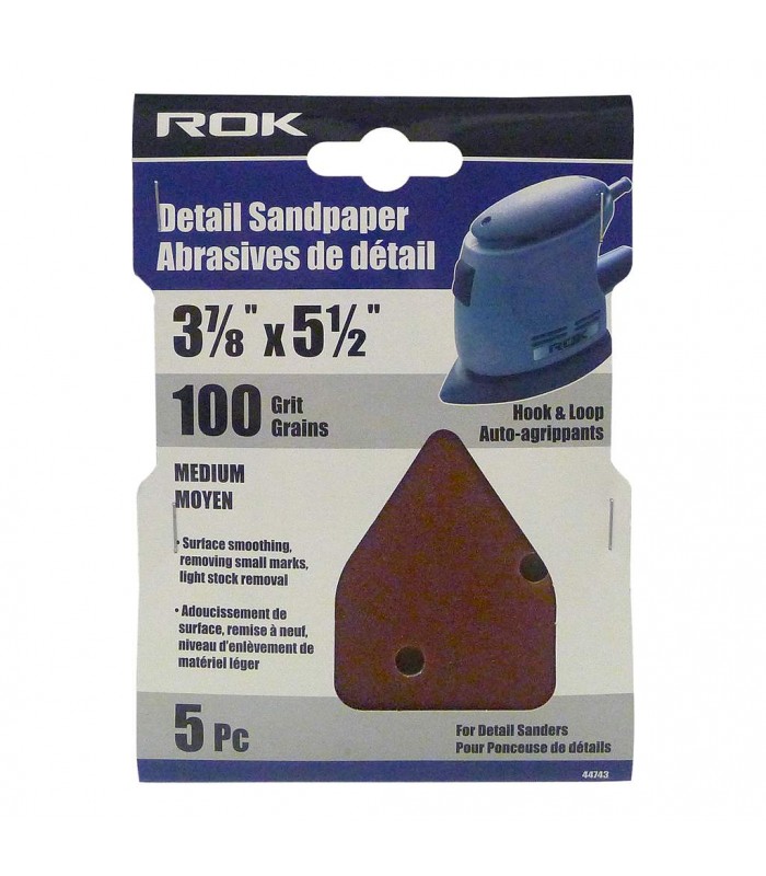 ROK Detail Sandpaper 100 Grit - Pack of 5