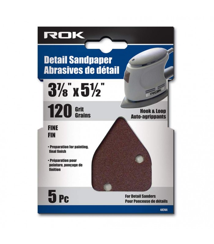 ROK Detail Sandpaper 120 Grit - Pack of 5