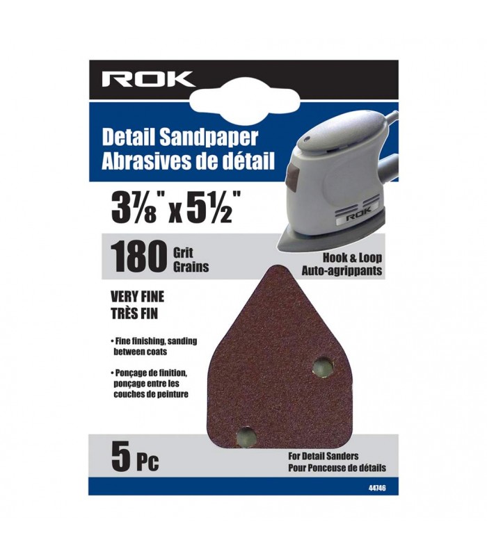 ROK Detail Sandpaper 80 Grit - Pack of 5