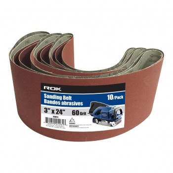 Bande abrasive 3" X 24" 60 Grains 10 pièces ROK