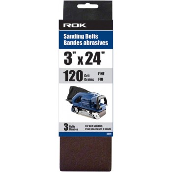 Bande abrasive 3" X 24" 120 Grains 3 pièces ROK