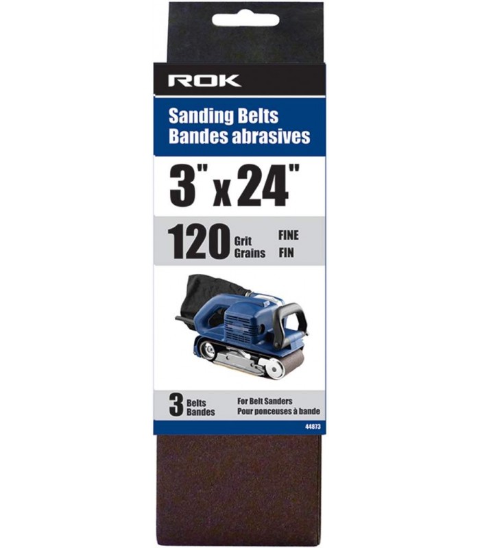 ROK Sanding Belt 3 X 24 120 Grit - Pack of 3