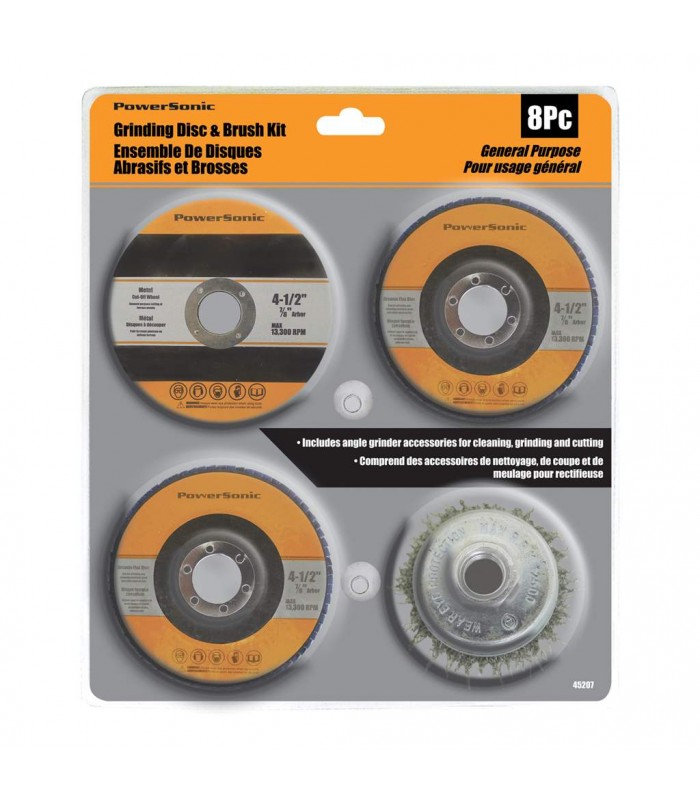 PowerSonic 8 Pc Grinding Disc & Brush Kit