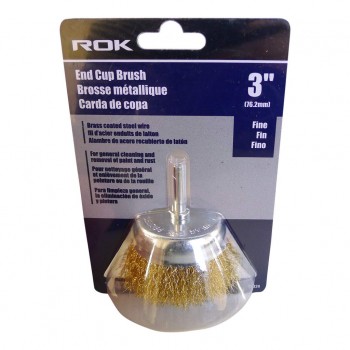 ROK Brosse coupelle métallique de 3 po. - Fin