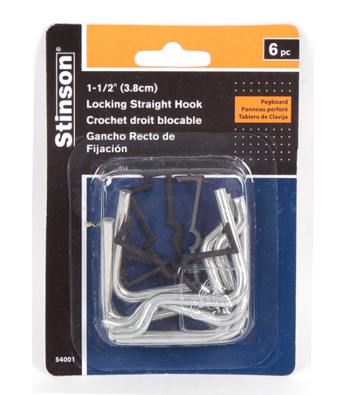 Stinson  6PC 1½in Straight Peg Hooks