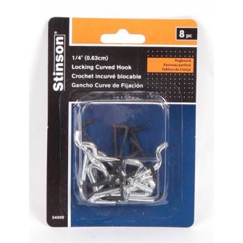 Crochet Courbé1/4" pour Panneau perforé de Stinson - Paquet de 8