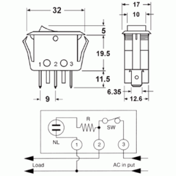 Interrupteur à bascule 15A/125V SPST ON-OFF Illuminé de Mode Electronics