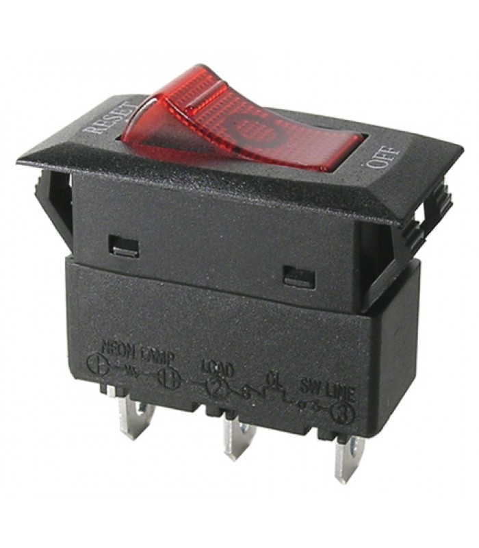 Interrupteur à bascule illuminé avec disjoncteur intégré 15A 125VAC de Mode Electronics