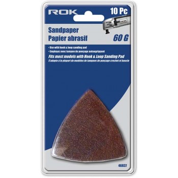 Papier abrasif triangle 60 grains ROK - Paquet de 10