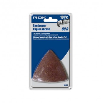 Papier abrasif triangle 80 grains ROK - Paquet de 10