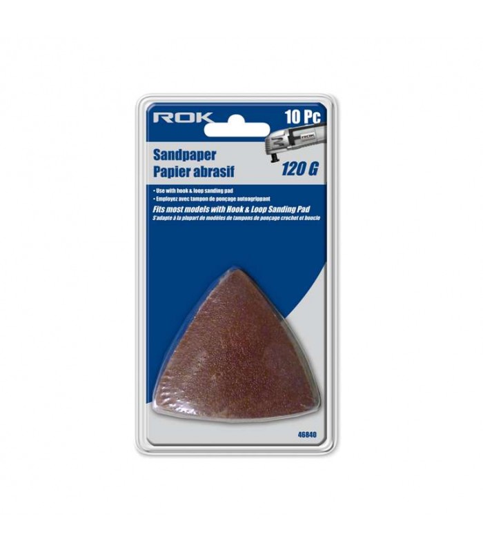 Papier abrasif triangle 120 grains ROK - Paquet de 10