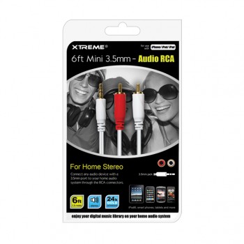 Câble audio 3.5mm stéréo mâle vers 2 RCA mâle 1,8m de Xtreme
