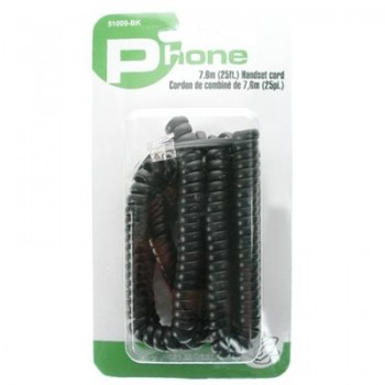 Cordon de téléphone spirale 25 Pieds - Noir