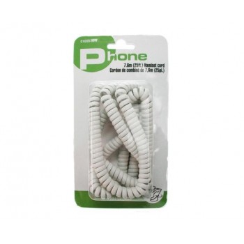 25FT Coiled Cord - White