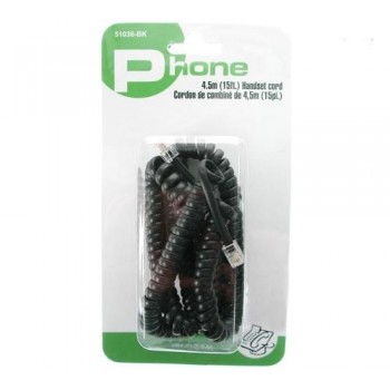 15 ft.4,5m Black Coil Telephone Cord