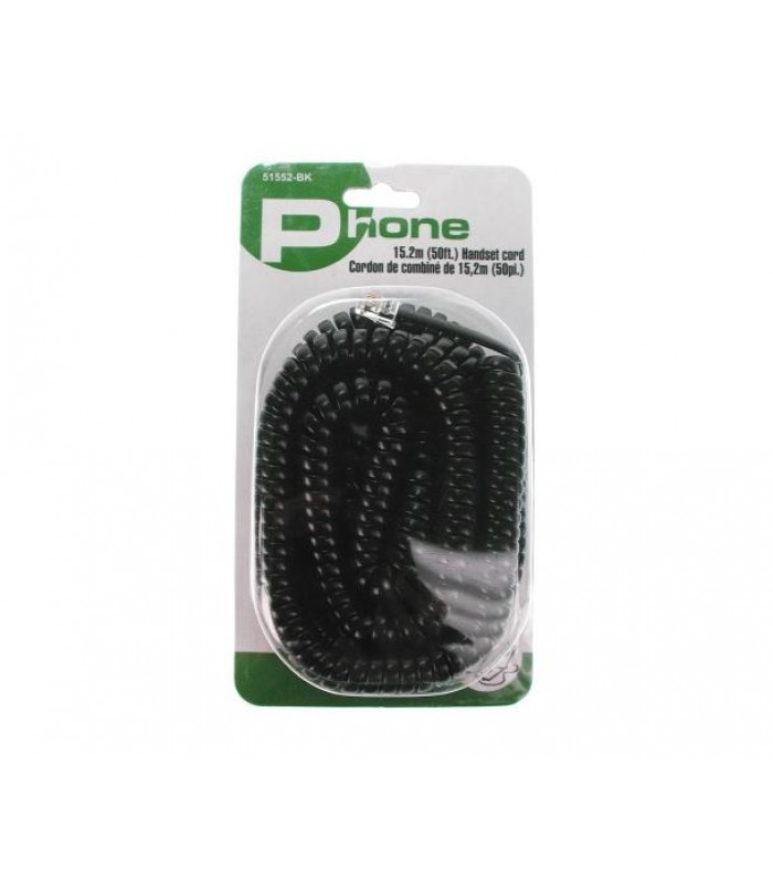 Cordon de téléphone spirale 50 Pieds - Noir