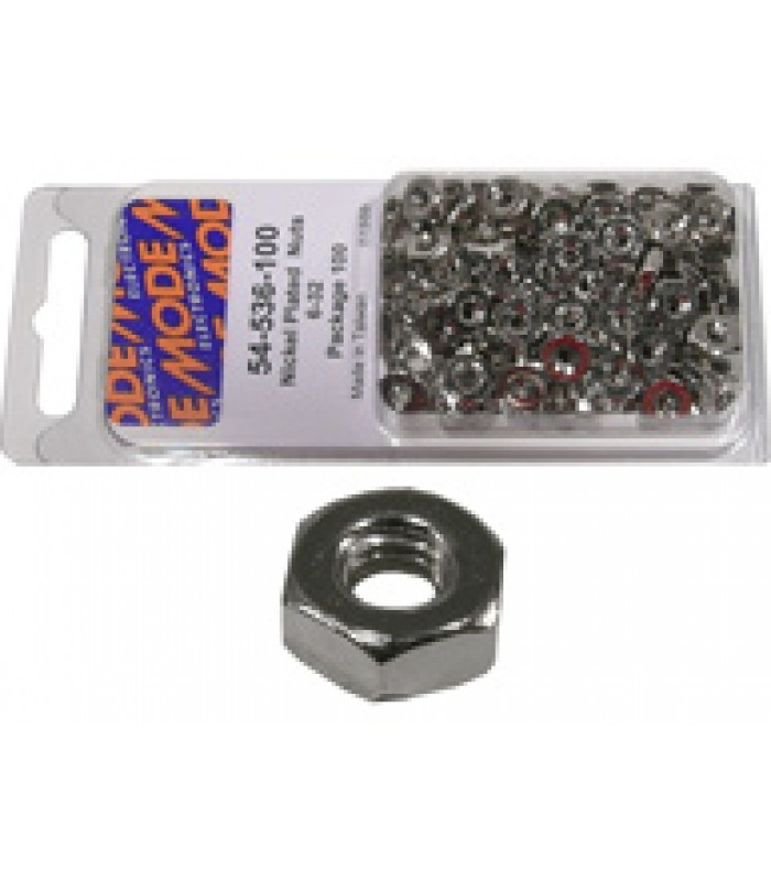 Mode Electronics Nickel Plated Nuts 4-40 / Pack of 100