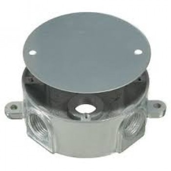 VISTA Round Weatherproof Box w/ Cover & 5 x 3/4" - Grey