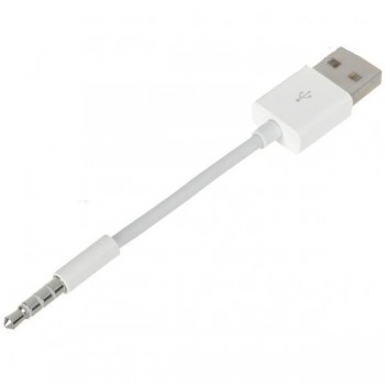 TopSync USB to 3.5mm Data and Charging Cable for Apple iPod Shuffle 3/5/6 - White