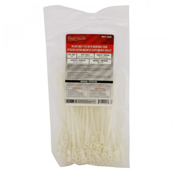 RedTools Nylon Cable Ties with Mountable Head 6'' - White - Paquet 100
