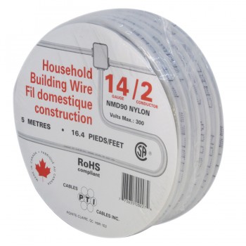 Construction Electrical Wire 2c/14 AWG NMD90 FT1 White - 5m