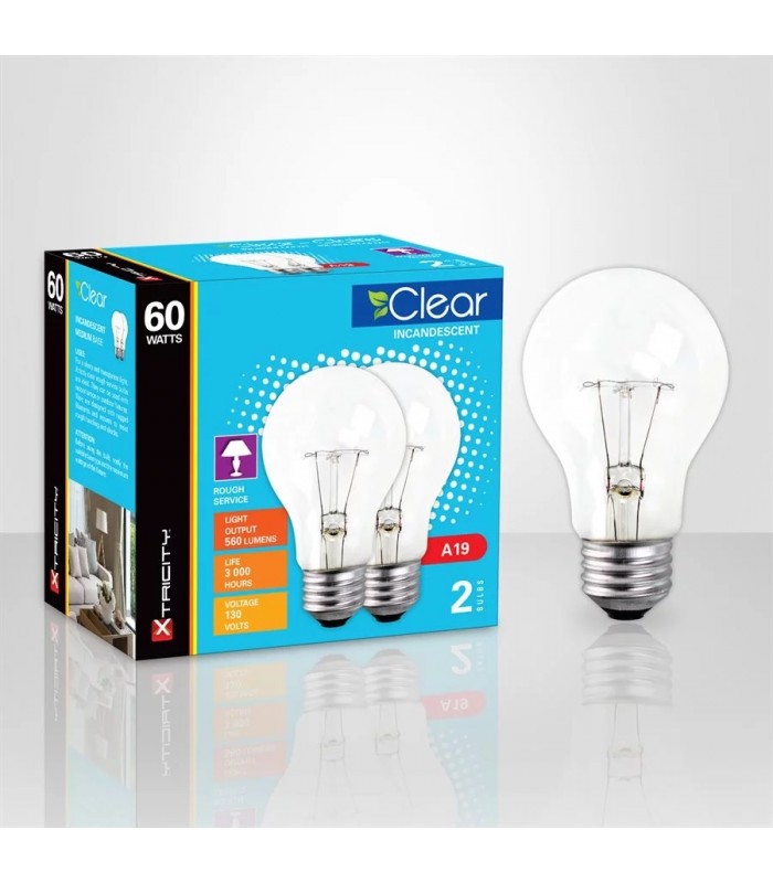 Ampoules Claire 60 Watt A19 Incandescentes de Xtricity - Paquet de 2