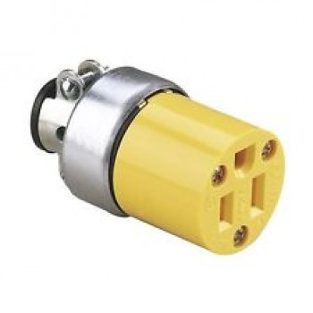 Fiche AC femelle 3 broches, 15A/125V Jaunne