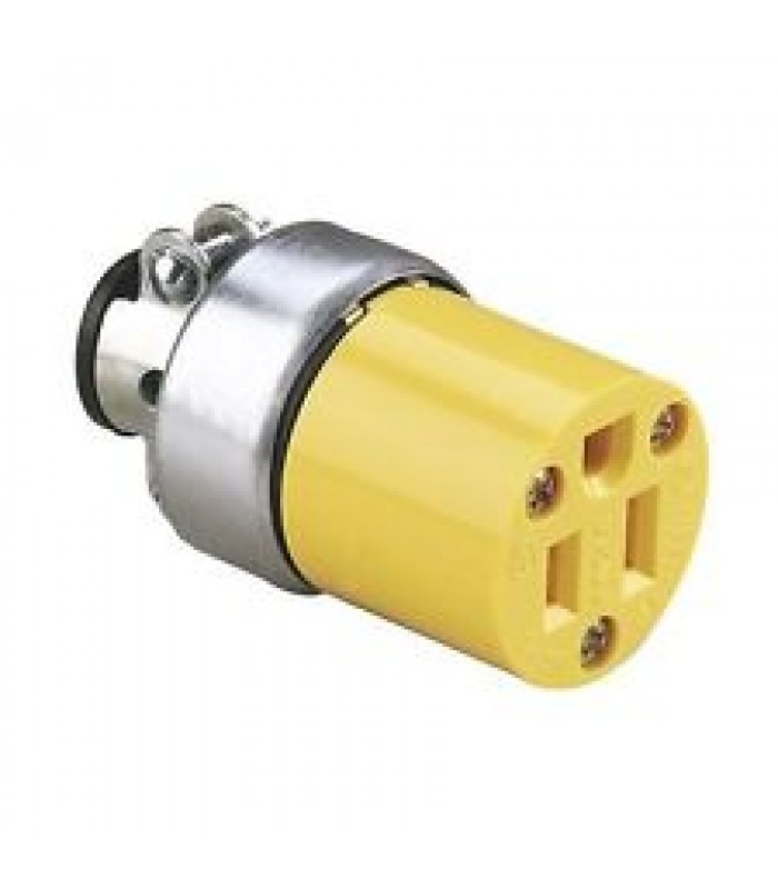 AC female plug 3 pins, 15A/125V Yellow