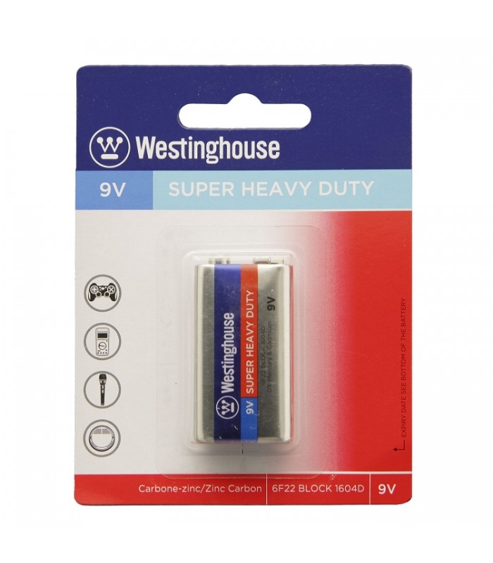 Pile Alcaline 9V Super Heavy Duty de Westinghouse