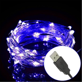 Solution Branches lumineuses 100 DEL - USB - 5m - Bleu