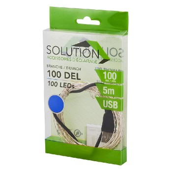 Solution Branches lumineuses 100 DEL - USB - 5m - Bleu