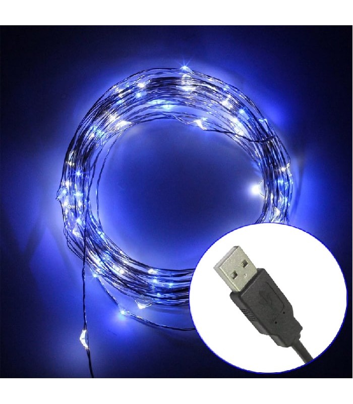 Solution Branches lumineuses 100 DEL - USB - 5m - Bleu et Blanc