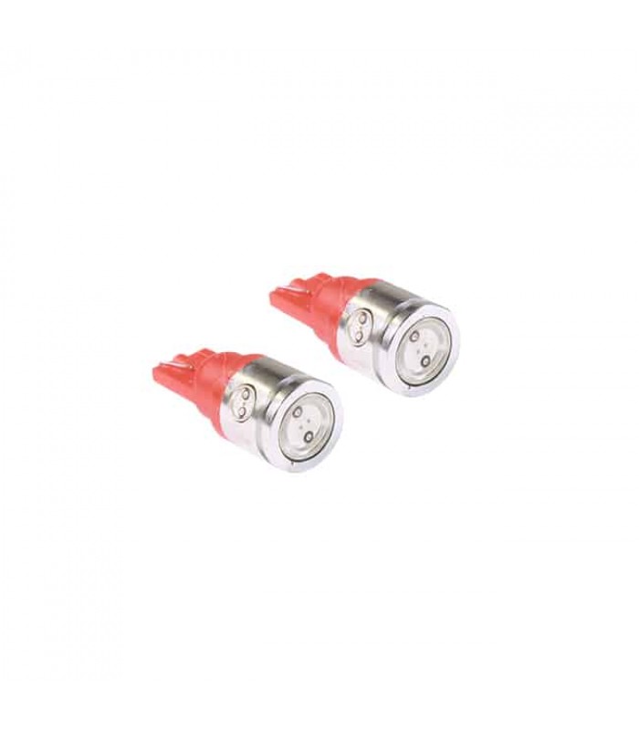 PureVolt LED w/Wedge T10 Base 3 LEDs 0.5W & 1 LED of 1W Red - Pack of 2