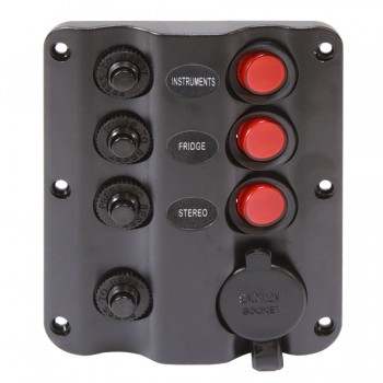 PureVolt Panneau Commande 3 Interrupteur Avec Prise Allume-Cigare