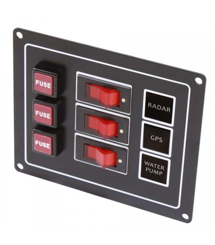 PureVolt Command Panel – 3 Switches with Pop-out Fuse Holder