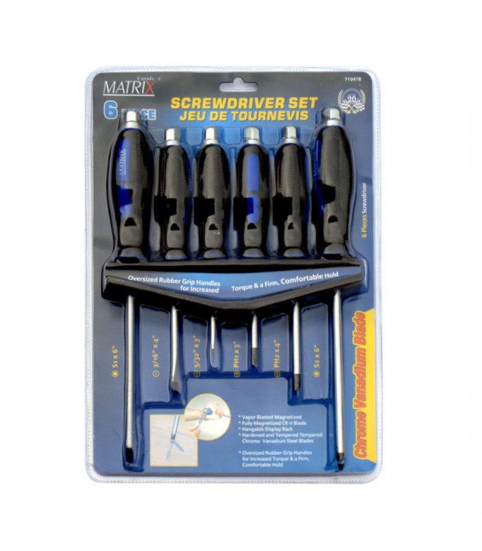 Matrix Canada Screwdriver Go Through Shank Hex Bolster 6pc Set