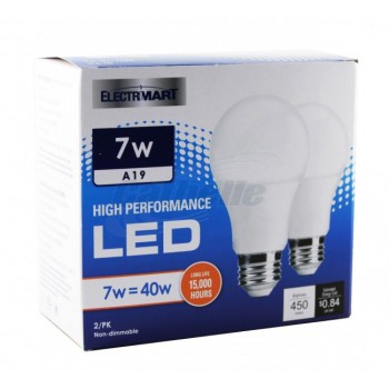 Ampoule DEL A19 7W blanc Chaud de Electrimart - Paquet de 2