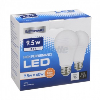 Ampoule DEL A19 9W blanc Chaud de Electrimart - Paquet de 2