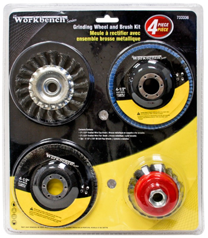 Workbench grinding wheel and brush kit - 4 pcs