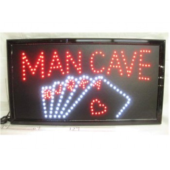 LED Flashing Sign - Man Cave with Playing Card - Large