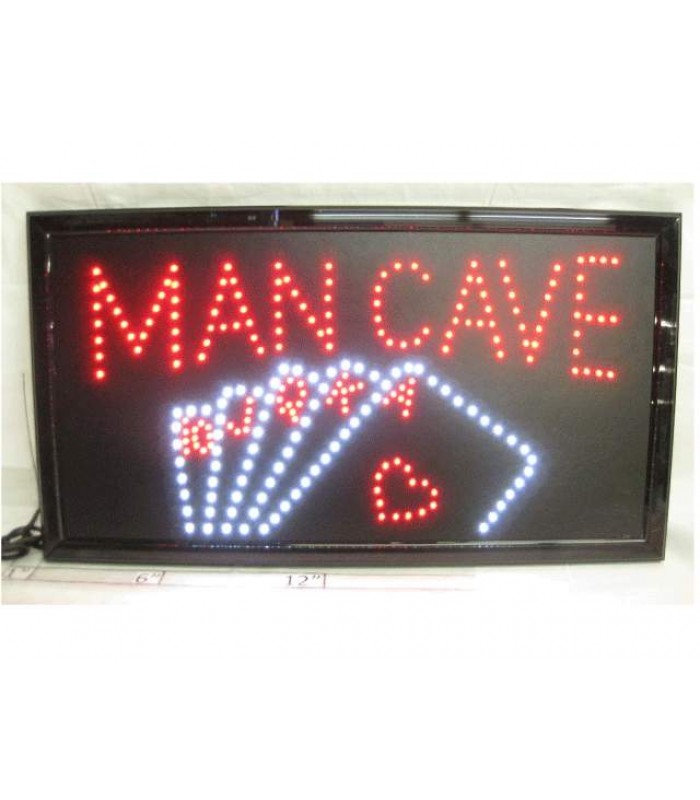 LED Flashing Sign - Man Cave with Playing Card - Large