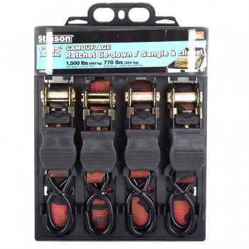 Stinson Camo Ratchet tie down 1" x 15' - Pack of 4