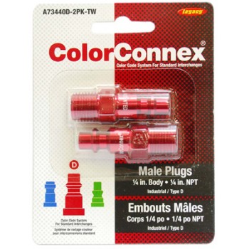 ColorConnex Red Plug 1/4 in MNPT 1/4 in 2pk