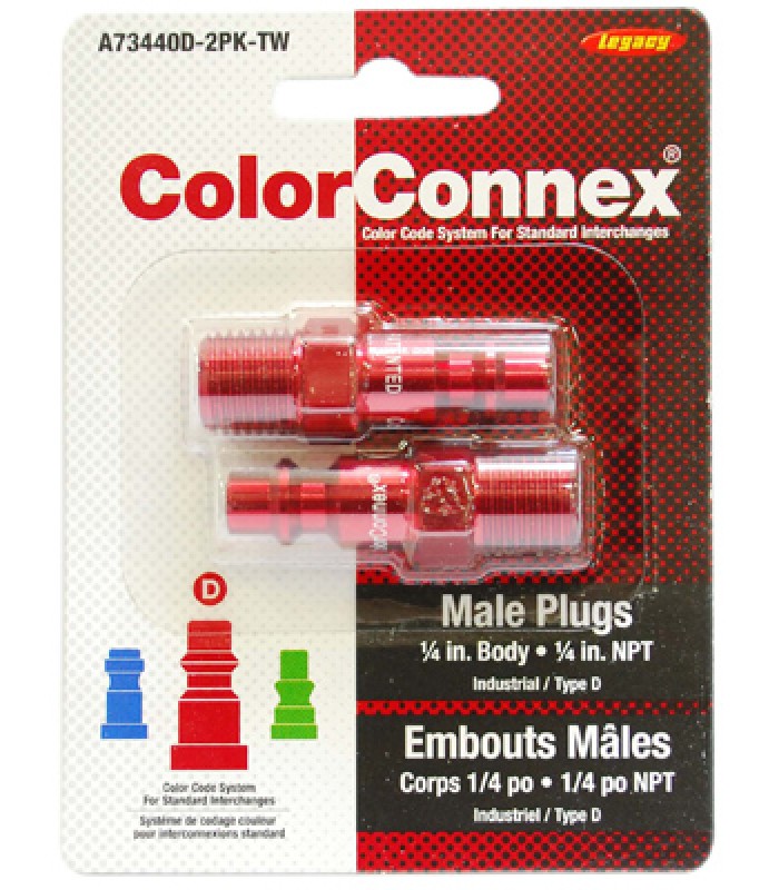 ColorConnex Red Plug 1/4 in MNPT 1/4 in 2pk