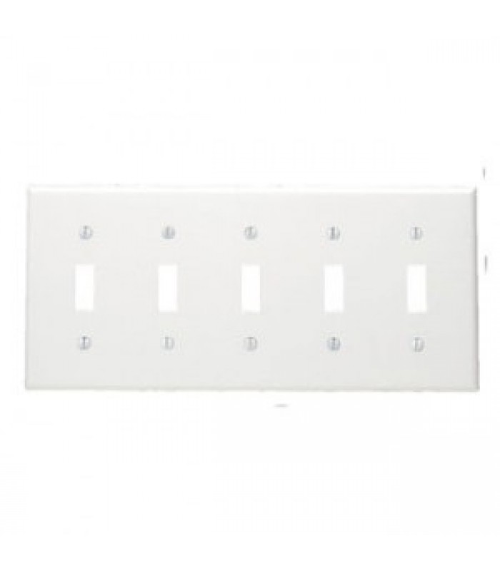 Toggle Wall Plate 5-Gang Nylon White Standard