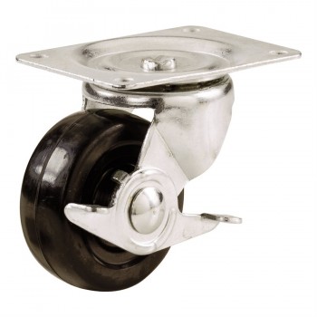 Shepherd Hardware 9509 2-Inch Rubber Swivle Plate Caster with Brake