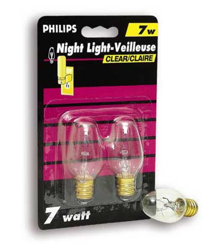 Ampoules Philips pour veilleuses 7 Watt C7 Transparentes - Paquet de 2
