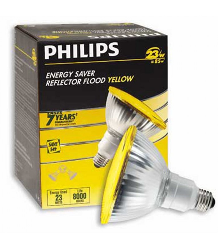 Philips 220012 - Réflecteur déconomie dénergie jaune faiceau large - 23 Watt - Ampoule fluorescente compacte
