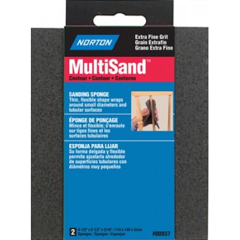 Norton Éponge de ponçage à contour extra fin, 4 1/2 po x 5-1 / 2 po x 3/16 po, paquet de 2