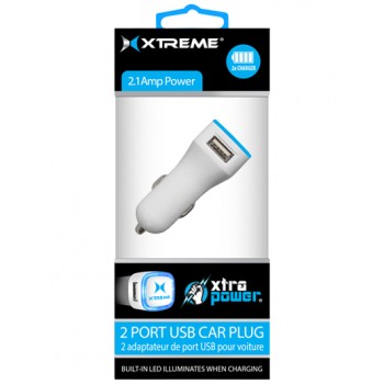 Chargeur USB pour voiture 2.1A de Xtreme - Bleu